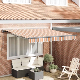 Izvelkams Jumtiņš Daudzkrāsains Svītrains 300X250 Cm Audums Vidaxl