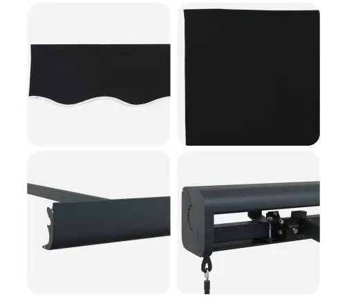 Käigukohandatav Varikatus Must 300 X 250 Cm Kangas Ja Metall