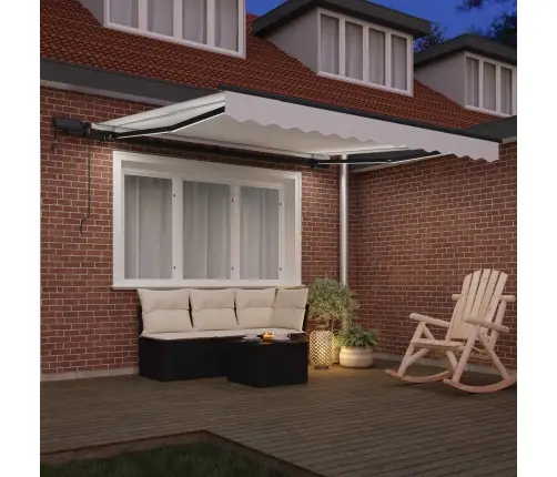 Manuāla Iebīdāmā Nojume Ar Led Balta 300X250 Cm Vidaxl