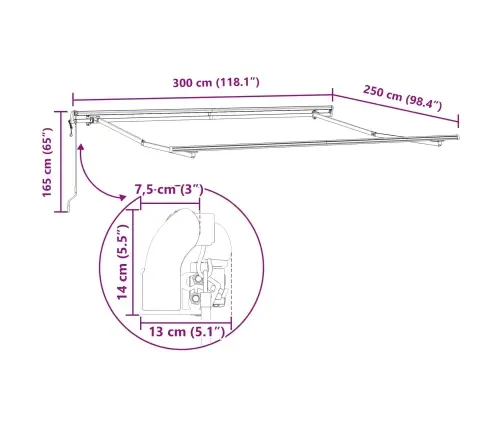 Automātiska Izvelkama Saules Aizsargmateriāla Balts 300 X 250 Cm Vidaxl