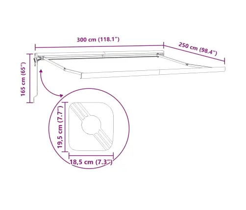 Varikatus Valge 300 X 250 X 165 Cm Polüester Ja Alumiinium