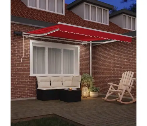 Käigukohandatav Varikatus Punane 300 X 250 Cm Kangas Ja Teras