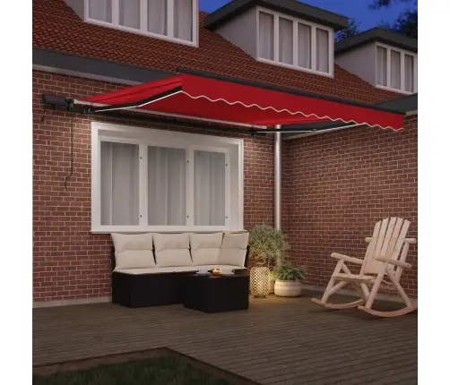 Manuālā Iebīdāmā Nojume Ar Led Sarkana 300X250 Cm Vidaxl