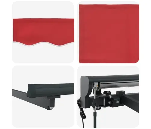 Ištraukiama Markizė Raudona 300 X 250 Cm Poliesteris Ir Metalas