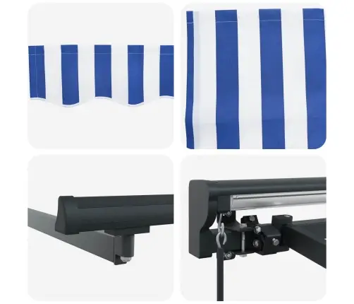 Izvelkams Jumtiņš Jūras Zila Un Balta 350 X 250 Cm Vidaxl
