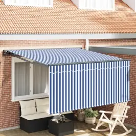 Izvelkams Jumtiņš Zila Un Balta 350 X 250 Cm Vidaxl Izvelkams Jumtiņš Zila Un Balta 350 X 250 Cm Vidaxl