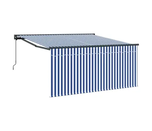 Käigukohandatav Varikatus Sinine Ja Valge 350 X 250 Cm