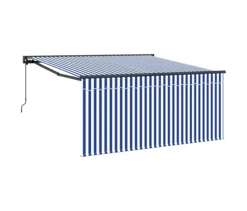 Izvelkams Jumtiņš Jūras Zila Un Balta 350 X 250 Cm Vidaxl