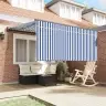 Izvelkams Jumtiņš Zila Un Balta Svītraina 350 X 250 Cm Audums Vidaxl