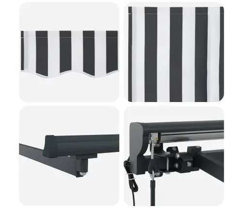 Ištraukiama Markizė Antracito Ir Baltos 350X250 Cm Audinys