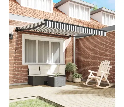 Käigukohandatav Varikatus Anthracite Ja Valge 350X250 Cm Kangas