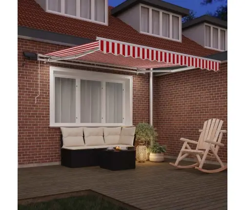 Izvelkams Jumtiņš Sarkana Un Balta 350 X 250 Cm Vidaxl