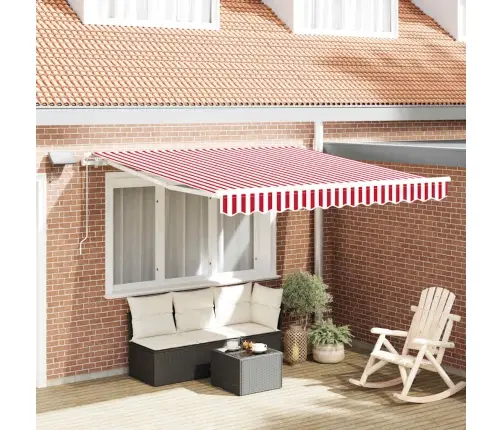 Izvelkams Jumtiņš Sarkana Un Balta 350 X 250 Cm Vidaxl