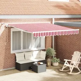 Izvelkams Jumtiņš Sarkana Un Balta 350 X 250 Cm Vidaxl