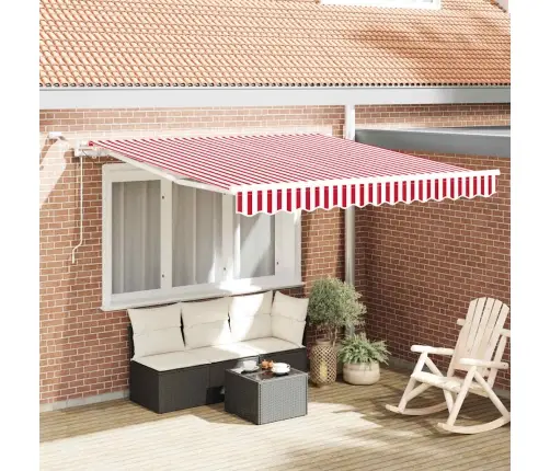Izvelkams Jumtiņš Sarkana Un Balta 350 X 250 Cm Vidaxl