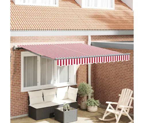 Automātiskā Atsperes Nojume Sarkanā Un Baltā Svītrā 350 X 250 Cm Vidaxl