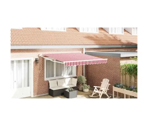 Automātiskā Ievilktā Nojume Sarkana Un Balta Svītra 350X250 Cm Vidaxl