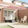 Automātiskā Ievilktā Nojume Sarkana Un Balta Svītra 350X250 Cm Vidaxl