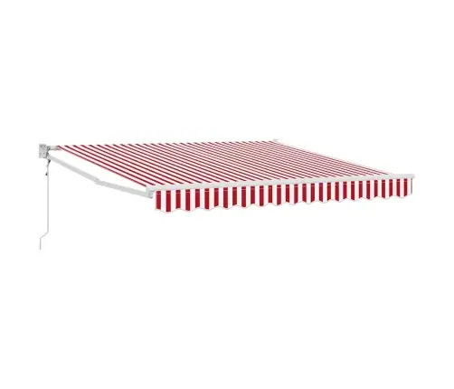 Automātiskā Ievilktā Nojume Sarkana Un Balta Svītra 350X250 Cm Vidaxl
