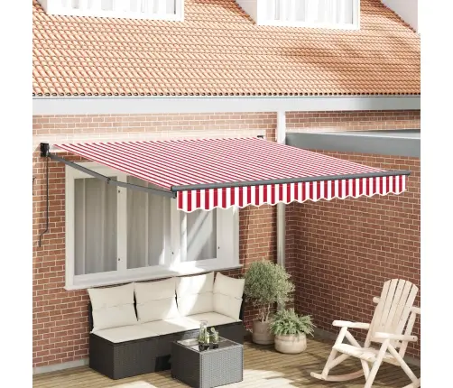 Izvelkams Jumtiņš Sarkans Un Balts 350 X 250 Cm Audums Vidaxl