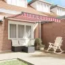 Izvelkams Jumtiņš Sarkans Un Balts 350 X 250 Cm Audums Vidaxl