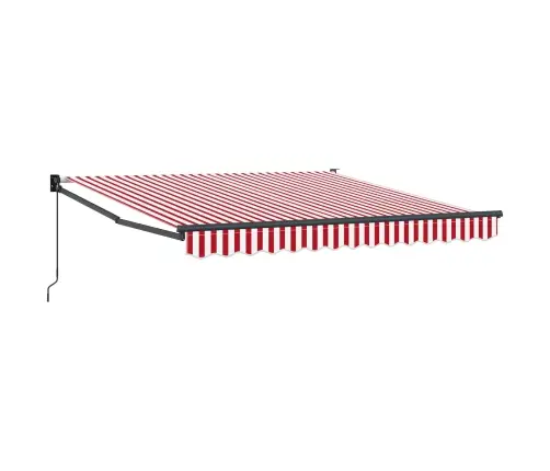 Izvelkams Jumtiņš Sarkans Un Balts 350 X 250 Cm Audums Vidaxl