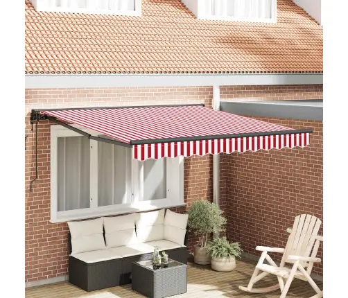 Izvelkams Jumtiņš Sarkans Un Balts Svītrojums 350X250 Cm Vidaxl
