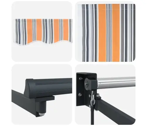 Izvelkams Jumtiņš Apelsīnu Pelēks Zils Balts 350 X 250 Cm Vidaxl