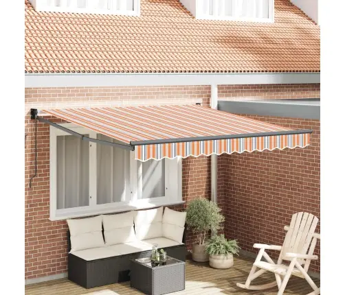 Izvelkams Jumtiņš Apelsīnu Pelēks Zils Balts 350 X 250 Cm Vidaxl