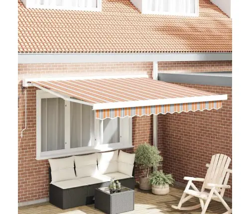 Automatiskā Ievilkšanas Riņķainā Nojume Daudzkrāsains Svītrojums 350 X 250 Cm Vidaxl