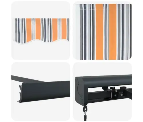 Manuālais Iebīdāmais Saulessargs Daudzkārtīgā Svītrā 350X250 Cm Vidaxl