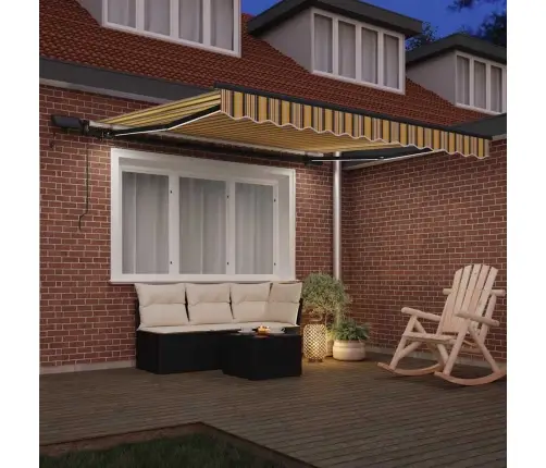 Manuāla Iebīdāmā Nojume Ar Led Daudzkrāsainām Svītrām 350X250 Cm Vidaxl