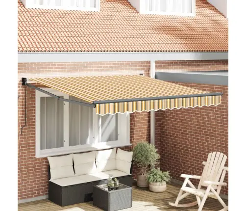 Izvelkams Jumtiņš Dzeltens Un Pelēks Un Balts 350 X 250 Cm Vidaxl