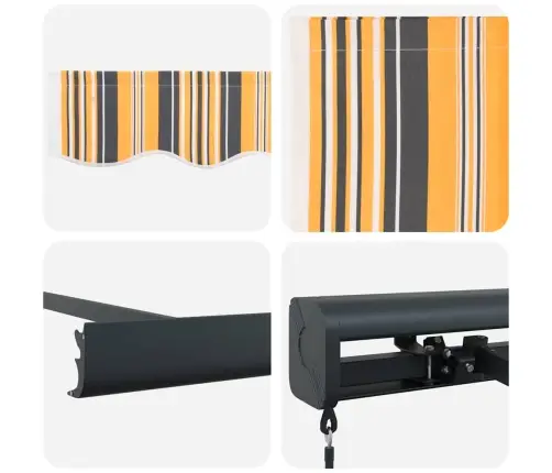 Manuālā Ievelkamā Nojume Ar Daudzkrāsainām Svītrām 350X250 Cm Vidaxl