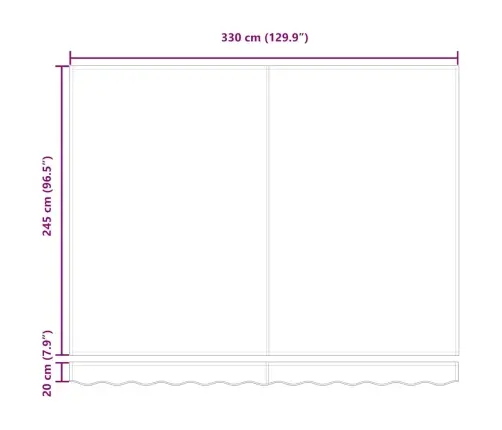 Iebīdāmā Nojume Melna 350 X 250 Cm Melna Vidaxl