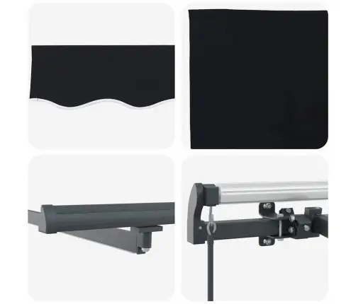 Manuālā Izvelkamā Nojume Ar Led Melna 350X250 Cm Vidaxl