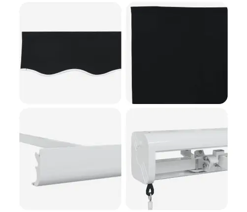 Manuālā Iebīdāmā Nojume Melna 350X250 Cm Vidaxl