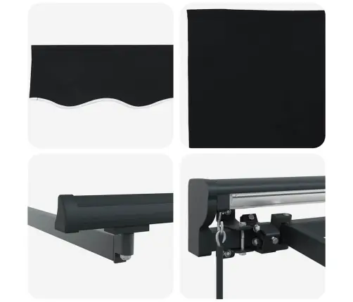 Käigukohandatav Varikatus Must 350 X 250 Cm Polüester Ja Metall