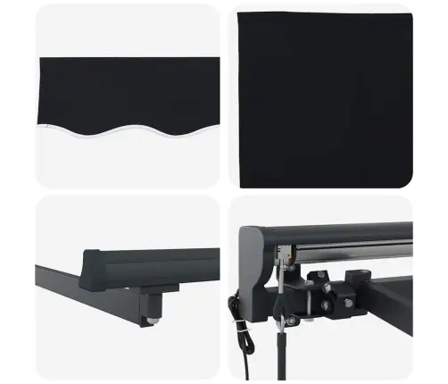 Izvelkams Jumtiņš Melna 350X250 Cm Poliesters Vidaxl