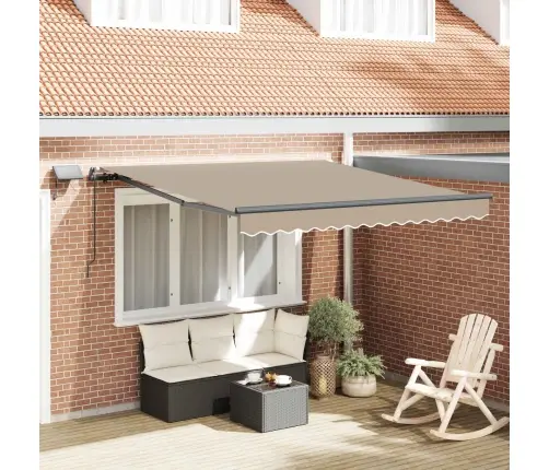 Manuālā Ievelkamā Nojume Ar Led Bēša 350X250 Cm Vidaxl