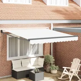 Nolokāms Markīze Balts 350 X 250 Cm Poliesters Un Metāls Vidaxl