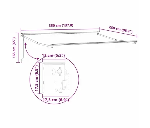 Automātiskā Ievelkamā Nojume Gaiši Pelēka 350X250 Cm Vidaxl