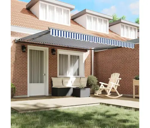 Izvelkams Jumtiņš Zila Un Balta 400X300 Cm Vidaxl