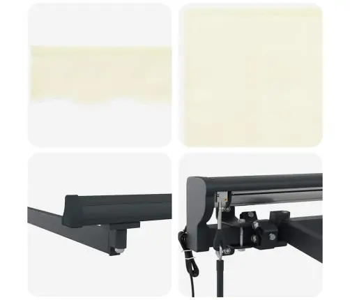 Izvelkams Jumtiņš Krēmkrāsa 400X300 Cm Poliesters Un Tērauds Vidaxl