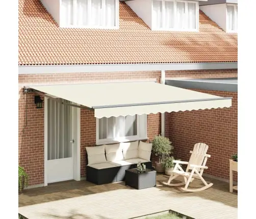 Izvelkams Jumtiņš Krēmkrāsa 400X300 Cm Poliesters Un Tērauds Vidaxl