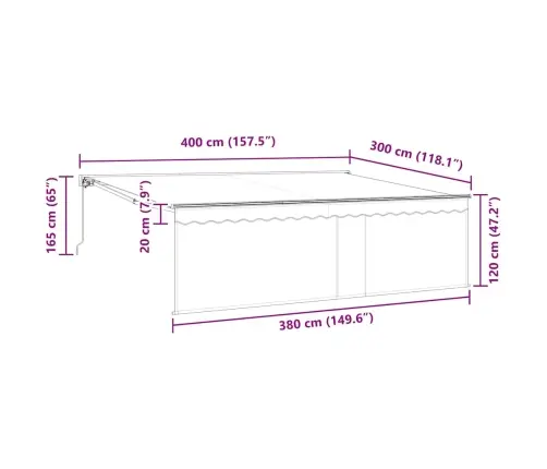 Izvelkams Jumtiņš Antracīts 400 × 300 Cm Audums Vidaxl