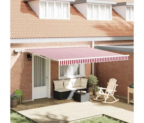 Manuālā Ievelkamā Nojume With Sarkana Un Balta 400 × 300 Cm Vidaxl