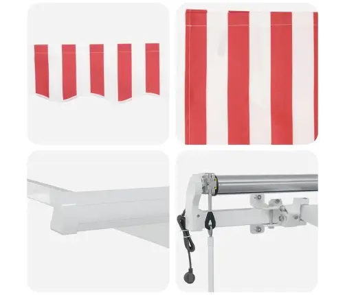 Izbīdāmā Nojume Sarkana Un Balta 400 × 300 Cm Sarkans Un Balts Vidaxl