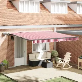 Nolokāms Markīze Sarkana Un Balta 400 × 300 Cm Vidaxl
