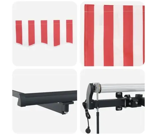 Automātiskā Markīze Sarkanā Un Baltā Svītrās 400 X 300 Cm Vidaxl